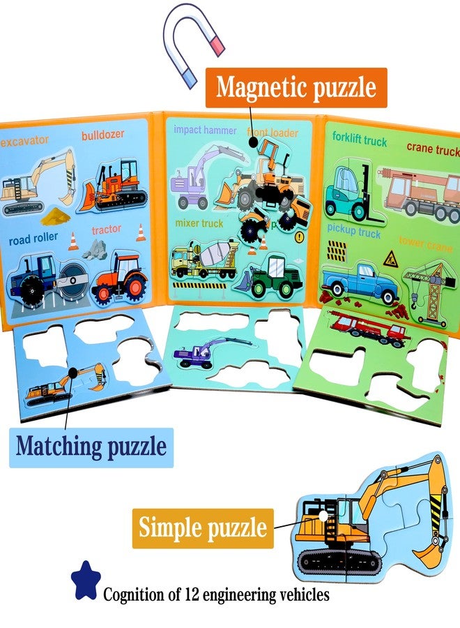 QimuMku Magnetic Puzzles for Kids Ages 1-3, Travel Toddler Puzzles Ages 2-4 Year, Excavator Refrigerator Magnet for Kids Learning Gift for Road Trip - Image 3